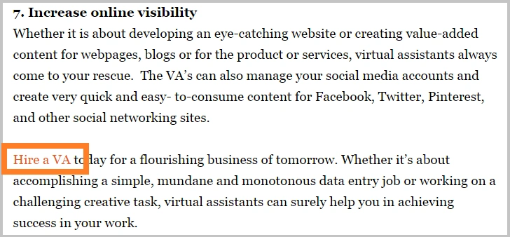 Contextual backlink example for SEO interview